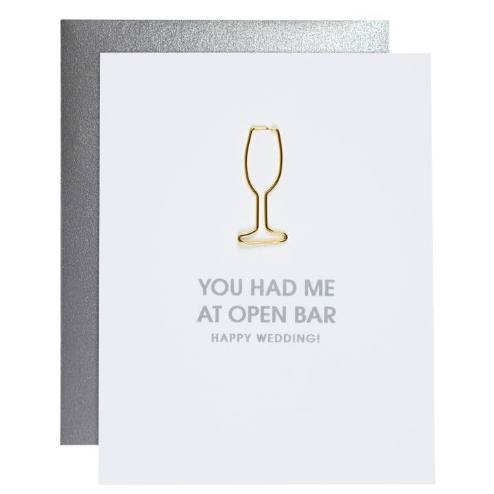 Open Bar Wedding Letterpress Letterpress Paper Clip Greeting Card