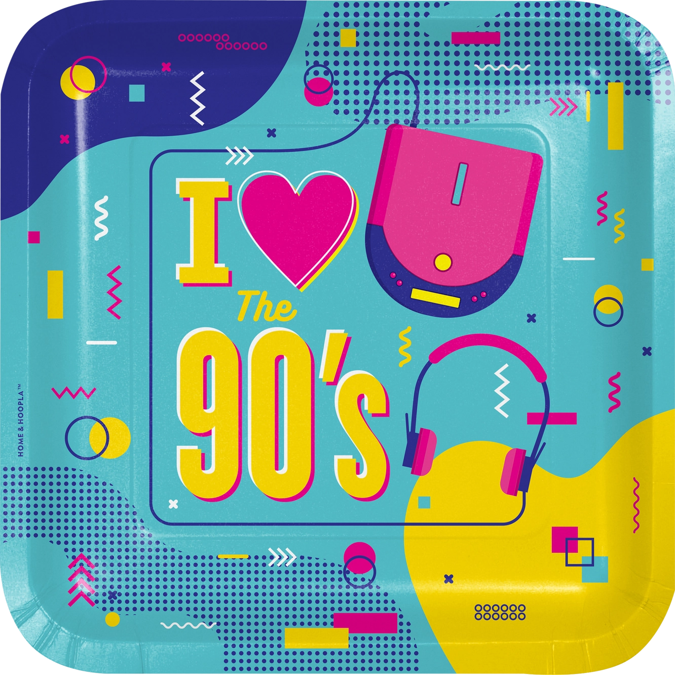 90's Theme Party Square Dessert Plates