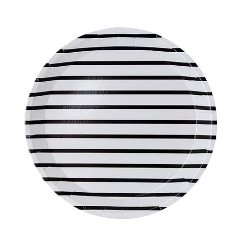 Black Stripe Dessert Plates