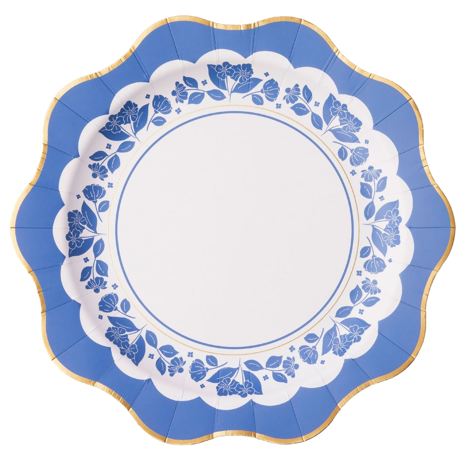 Belle Blue Elegant Floral Dinner Plates