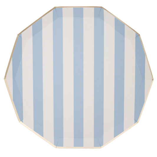 Sky Blue Cabana Stripe Dinner Plates
