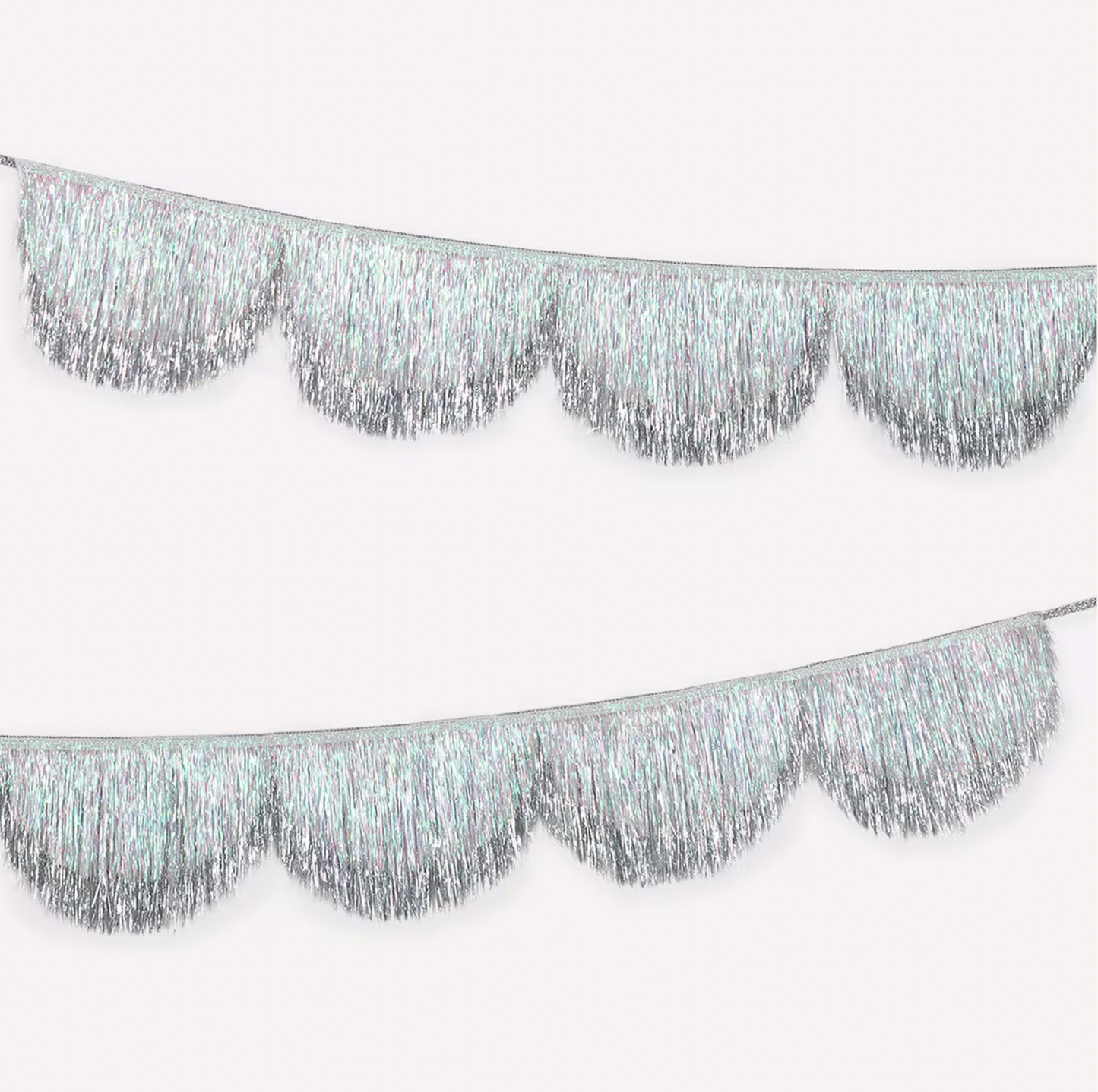 Silver Iridescent Tinsel Scallop Garland