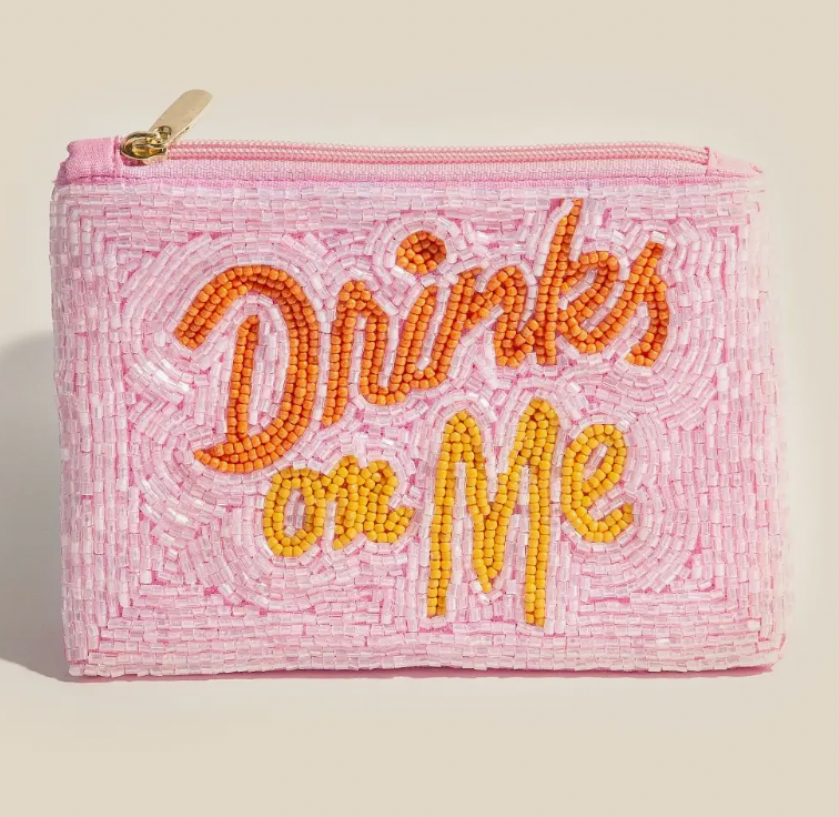 Drinks on Me Seed Beaded Coin Purse