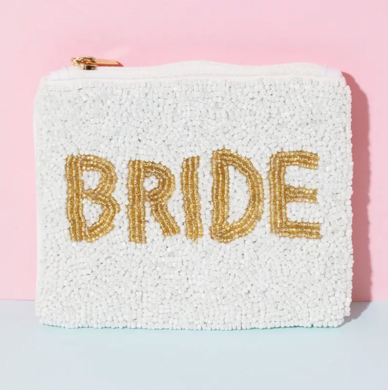 Gold Bride Seed Beaded Coin Purse