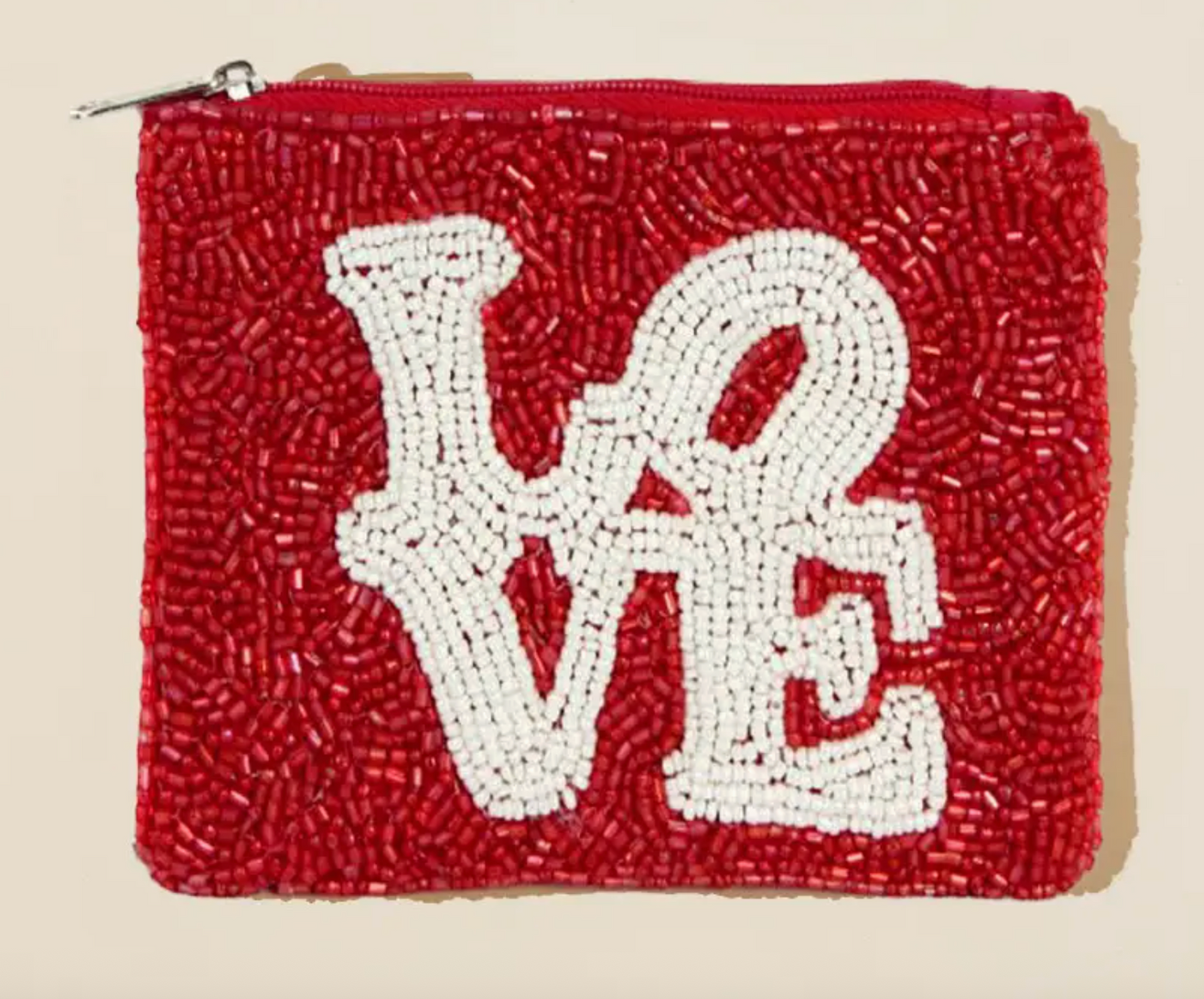 Red Love Beaded Coin Purse