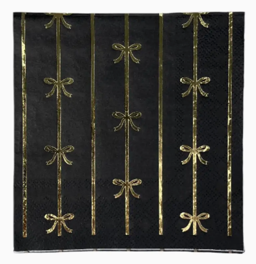 Black & Gold Signature Bow Small Napkins