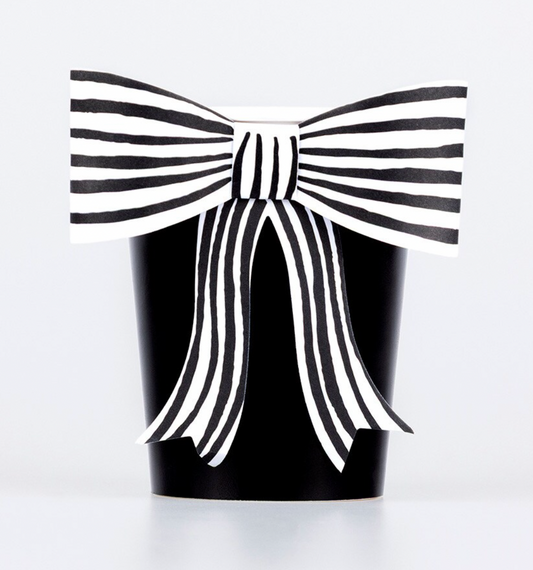 Black & White Stripe Bow Cups