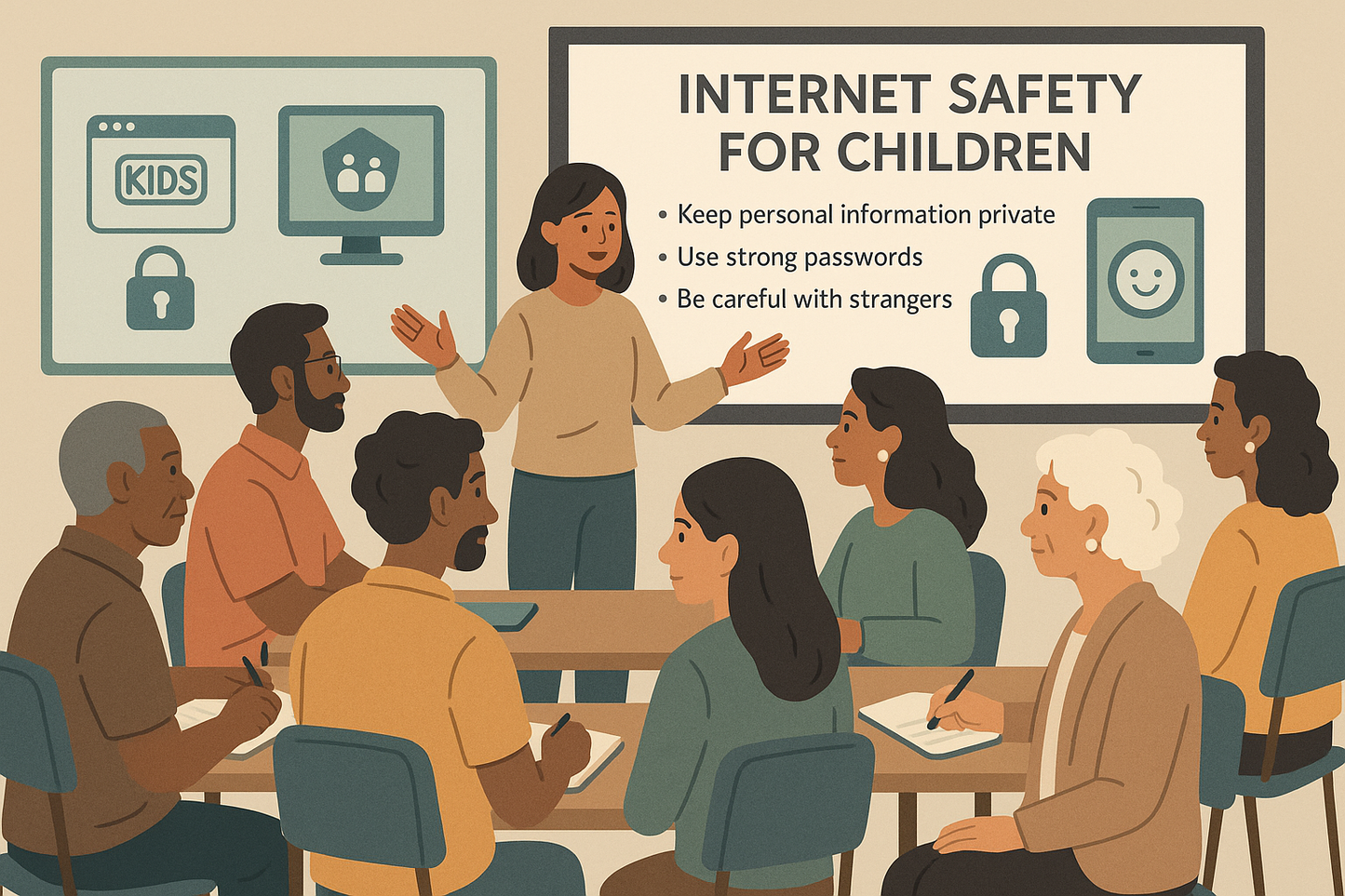 I like this image but the event is for parents to learn about internet safety for their children. Can we revise to have different people in this image?