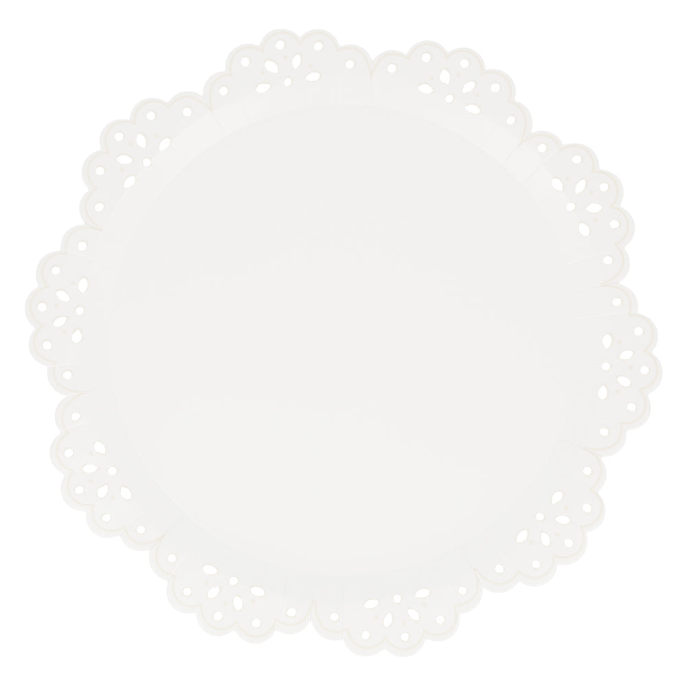 Broderie Anglaise White Lace Dinner Plates