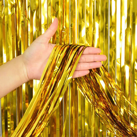3'X6.5' Foil Fringe Curtain - Metallic Gold