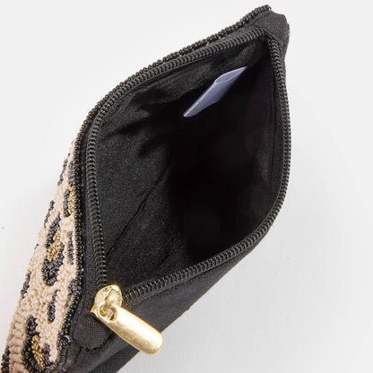 Beaded Leopard Print Coin Purse