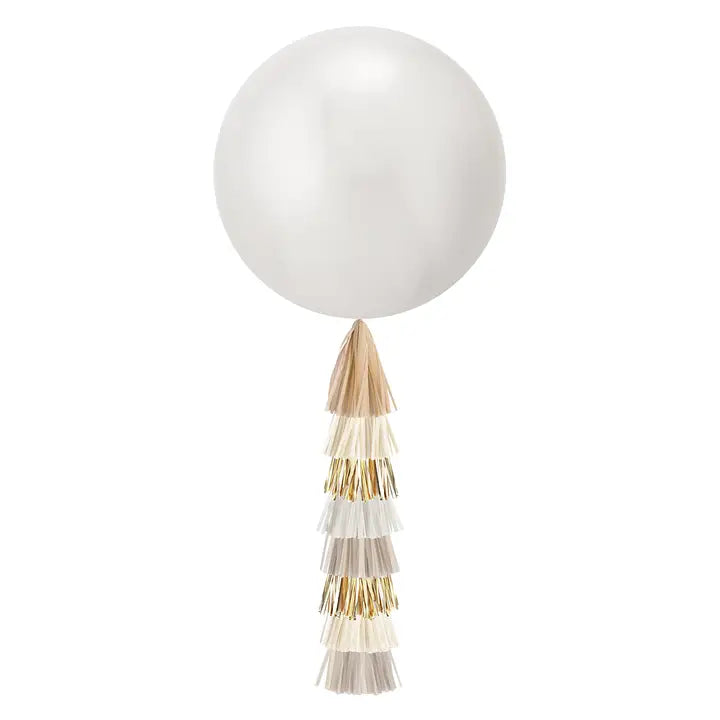 Jumbo Balloon & Tassel Tail - Champagne