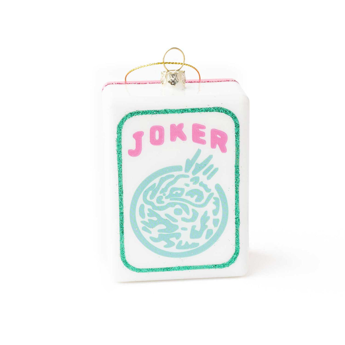 Large Mahjong Joker Tile Glass Christmas Ornament