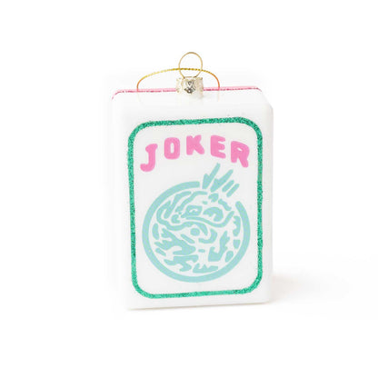 Large Mahjong Joker Tile Glass Christmas Ornament