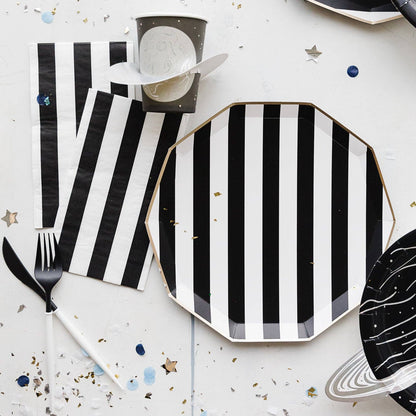 Black Cabana Stripe Dinner Plates