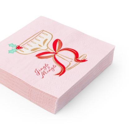 Pink Christmas Cocktail Napkins