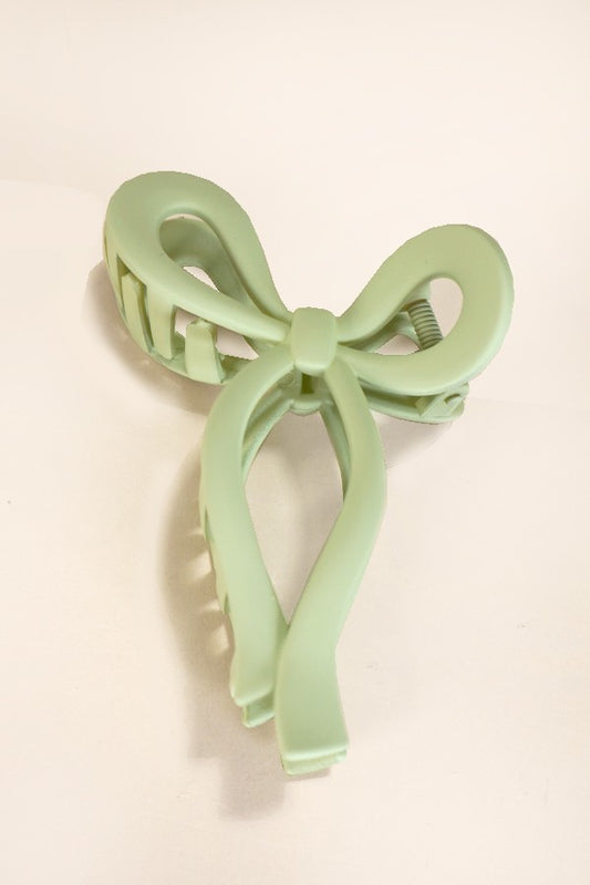 Matte Bow Hair Claw Clips - Green Tea