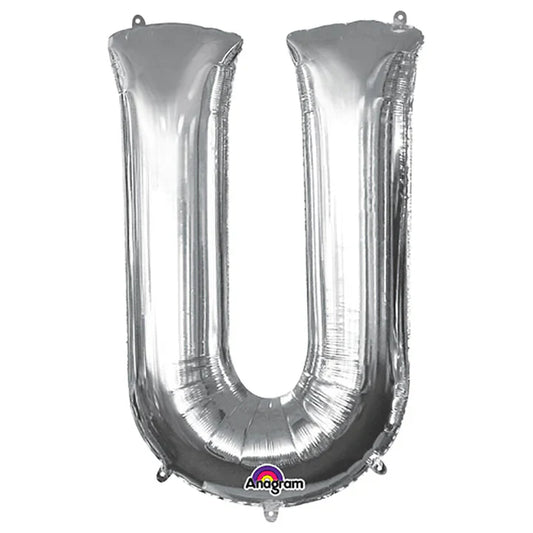 34" Letter "U" Balloon - Silver