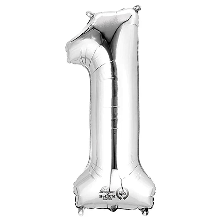 34" Number "1" Balloon - Silver