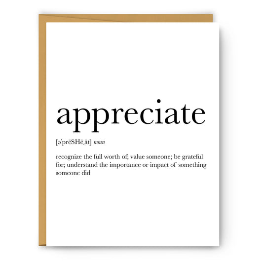 Appreciate Definition - Thank You Card