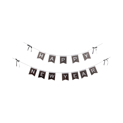Silver Glitter Happy New Year Paper Banner Set