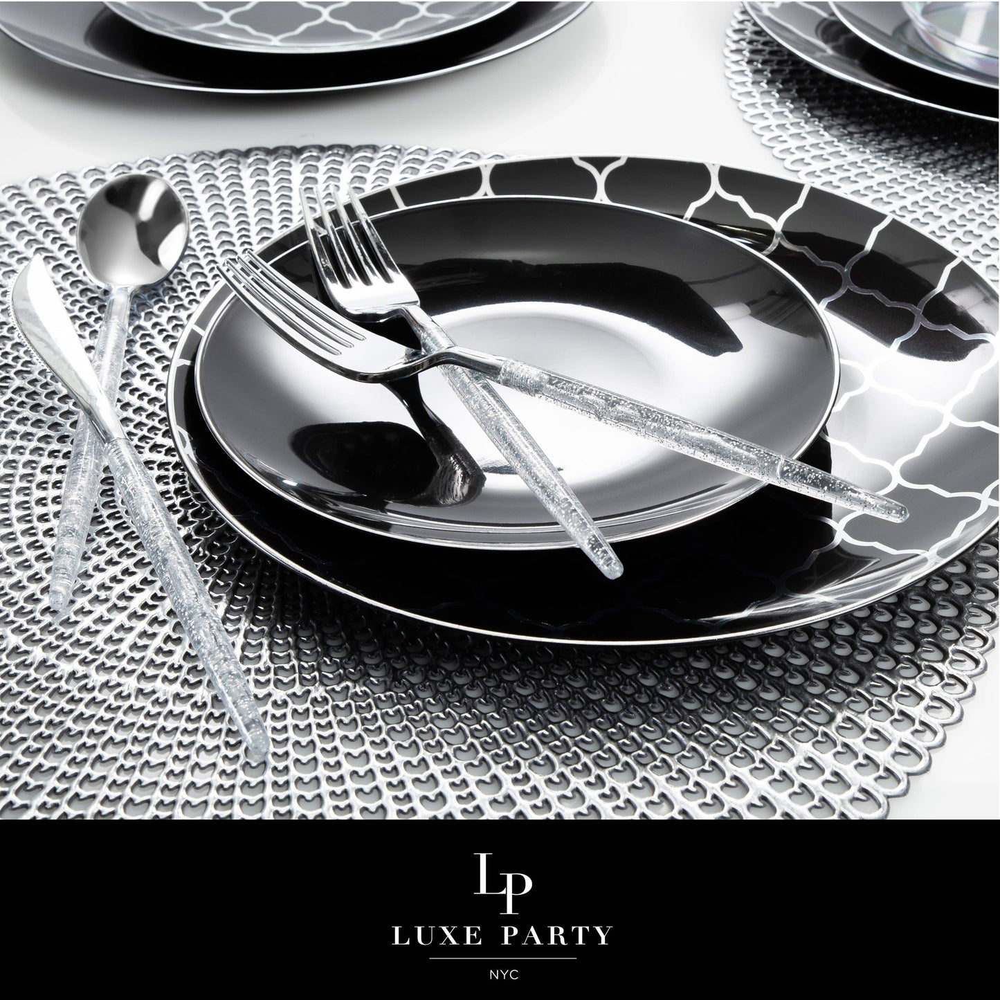 Chic Round Silver Glitter Forks