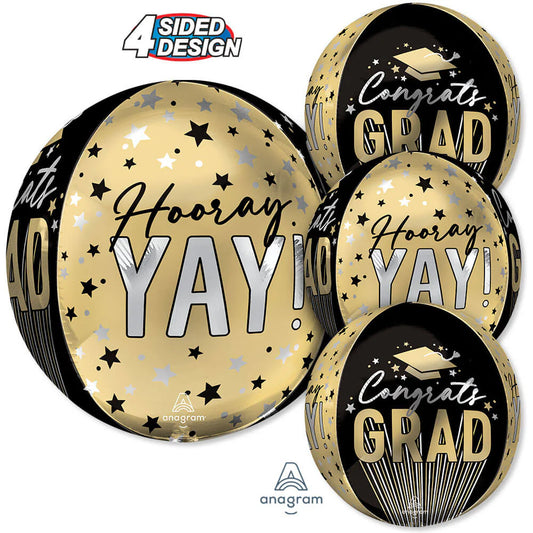 16" Congrats Grad Stripes and Stars Orbz Balloon