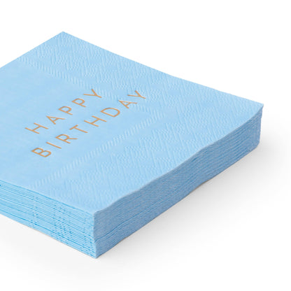 Sky Blue Happy Birthday Cocktail Napkins