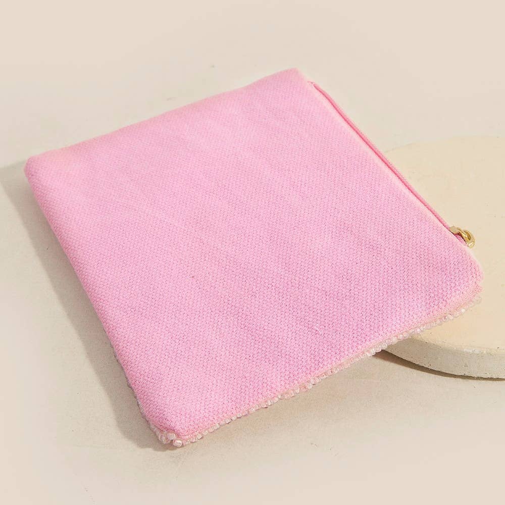 Pearl Heart Seed Beaded Coin Purse