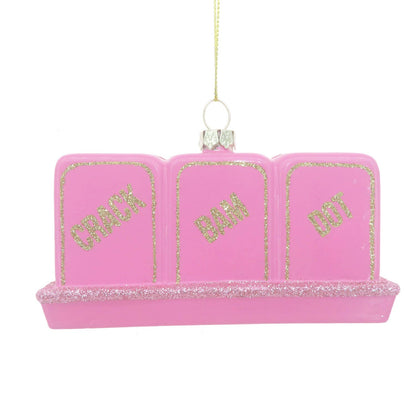 Mahjong Tile Hand-Painted Glass Christmas Ornament