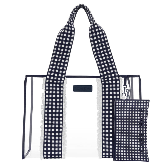 Navy Gingham Jelly Tote Bag