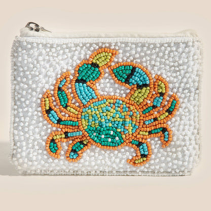 Seed Beaded Sea Life Crab Coin Purse