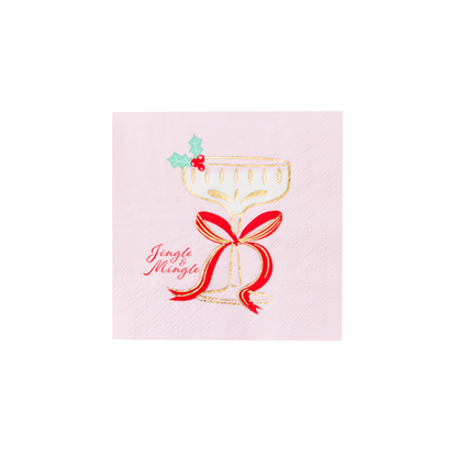 Pink Christmas Cocktail Napkins