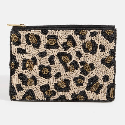 Beaded Leopard Print Coin Purse