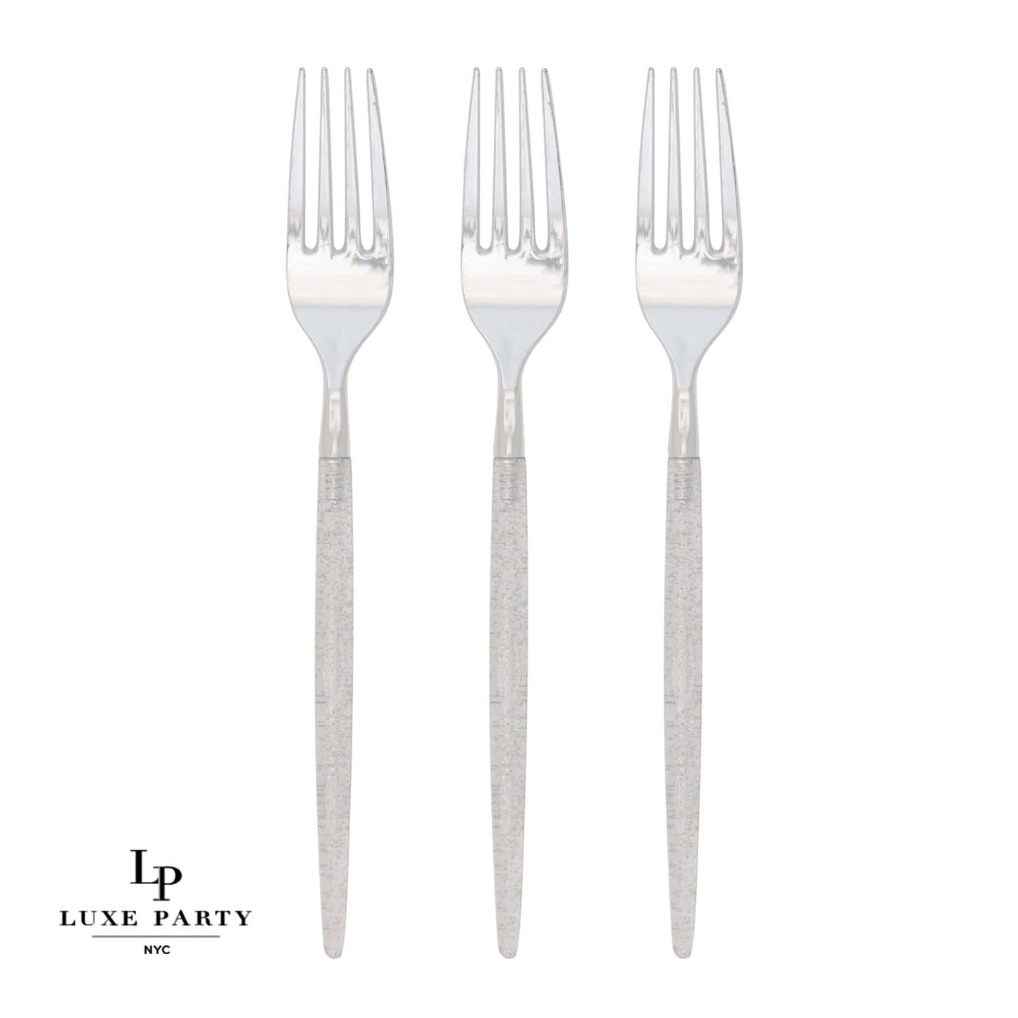 Chic Round Silver Glitter Forks