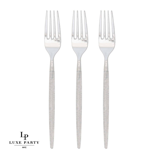 Chic Round Silver Glitter Forks