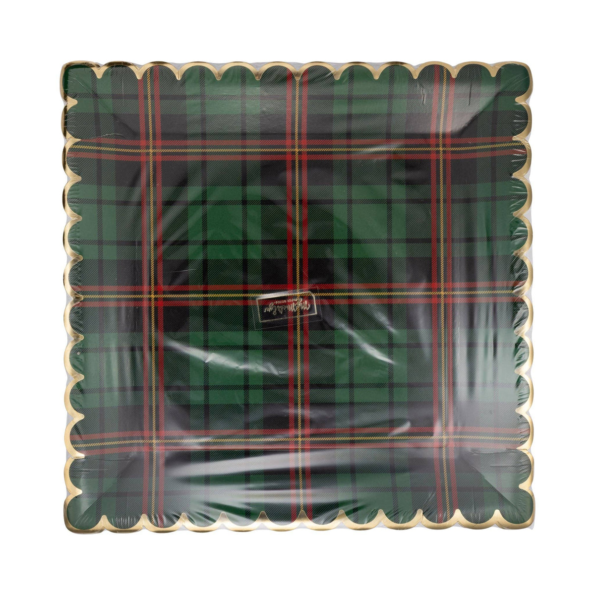 Green Plaid Christmas Square Dinner Plates