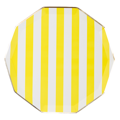 Soleil Yellow Cabana Stripe Dinner Plates