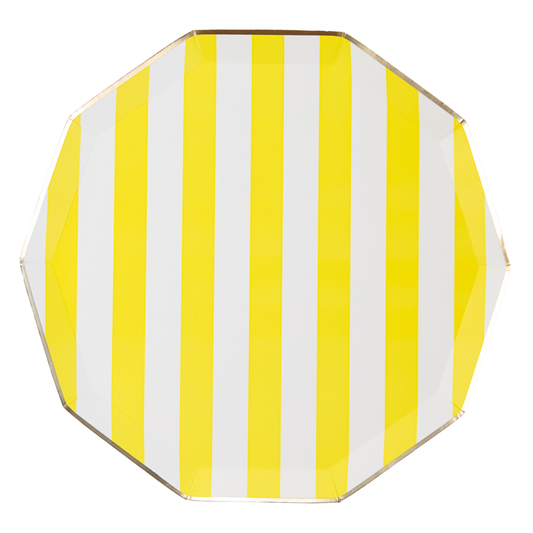 Soleil Yellow Cabana Stripe Dinner Plates