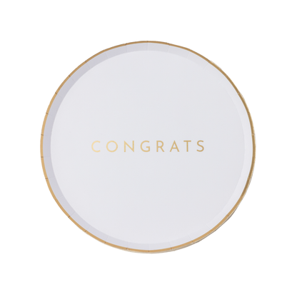 White & Gold Congrats Small Plates