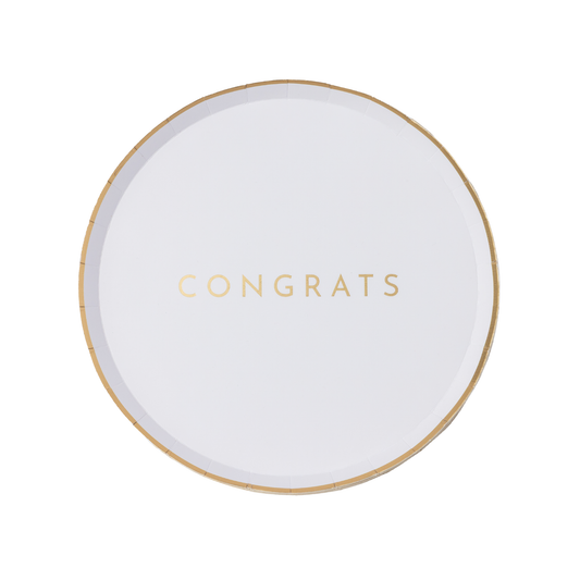 White & Gold Congrats Small Plates