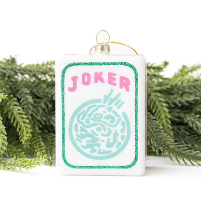 Large Mahjong Joker Tile Glass Christmas Ornament