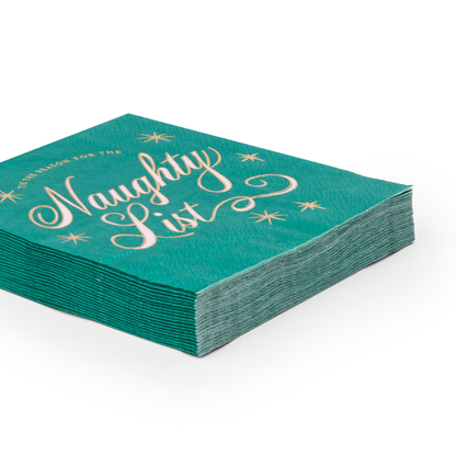 Naughty List Green Cocktail Napkins