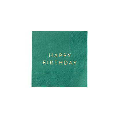 Emerald Happy Birthday Cocktail Napkins