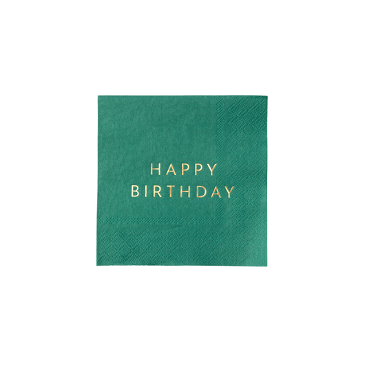 Emerald Happy Birthday Cocktail Napkins