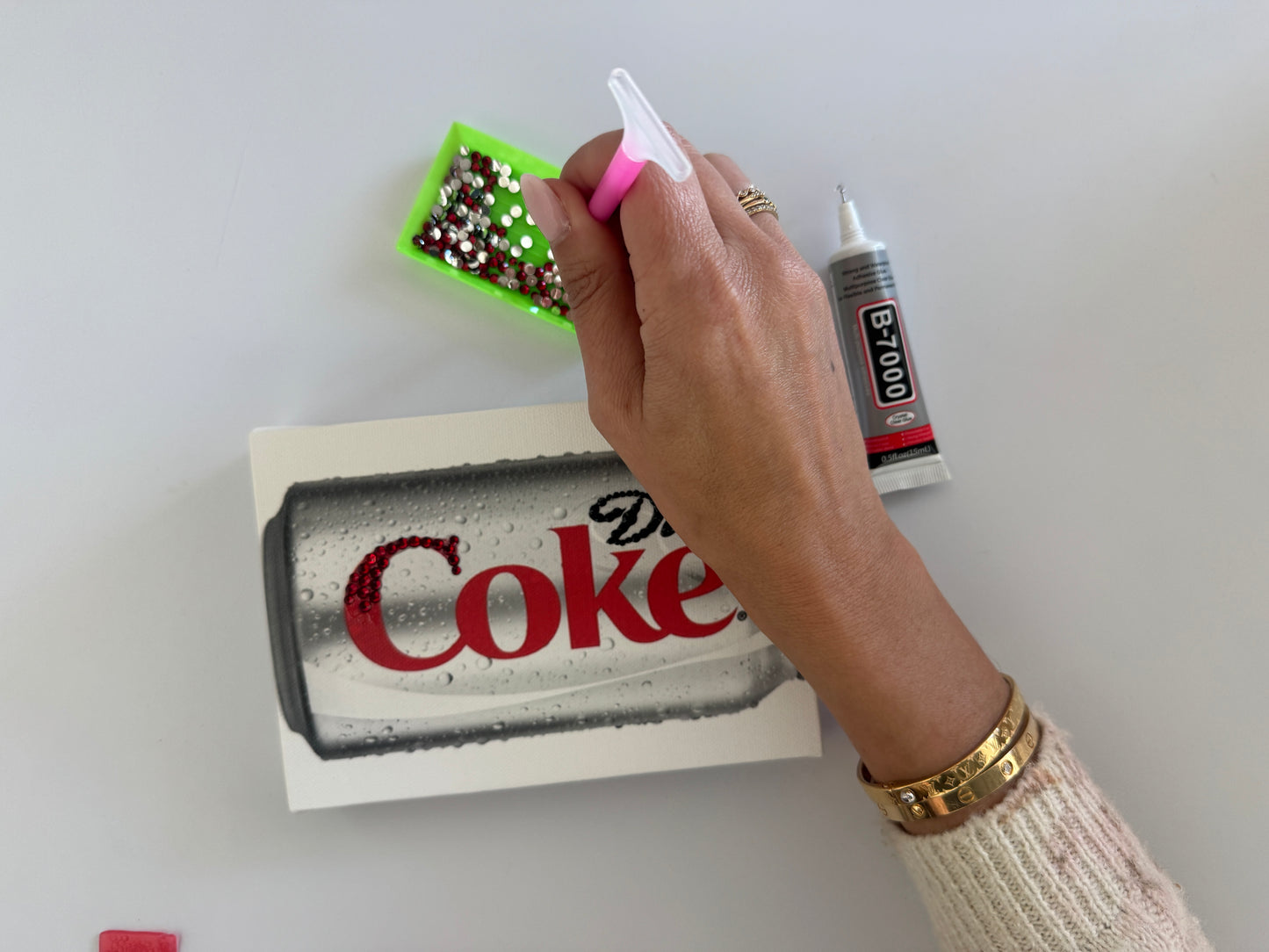 Bedazzled Diet Coke Canvas Craft