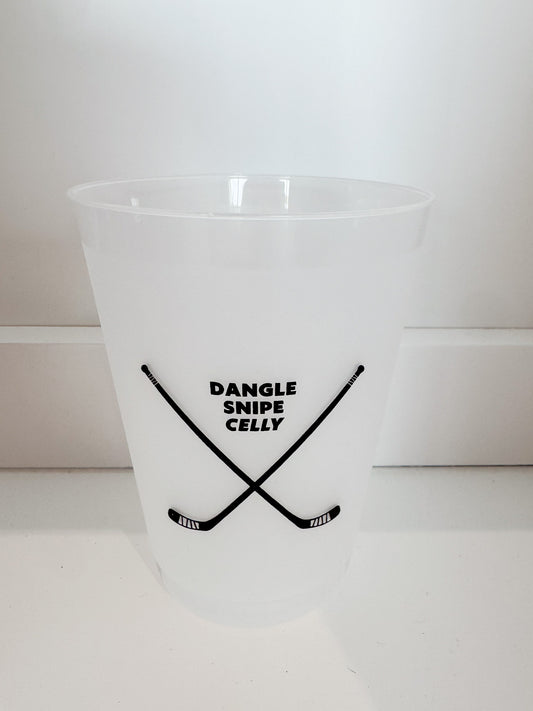 Dangle, Snipe, Celly Sticks - Hockey Themed Frosted Cups