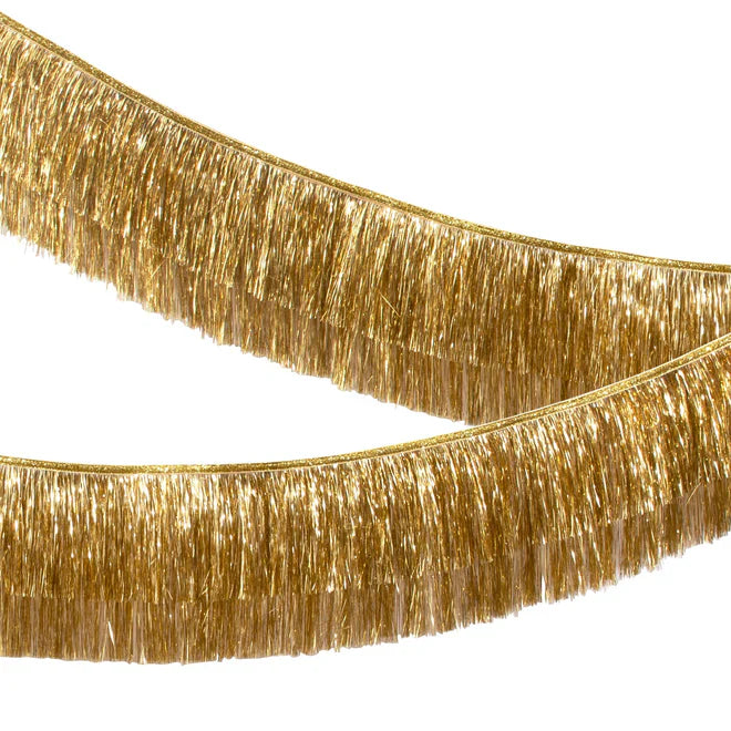 Gold Tinsel Fringe Garland 6'