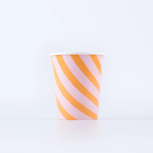 Pink and Orange Stripy Cups