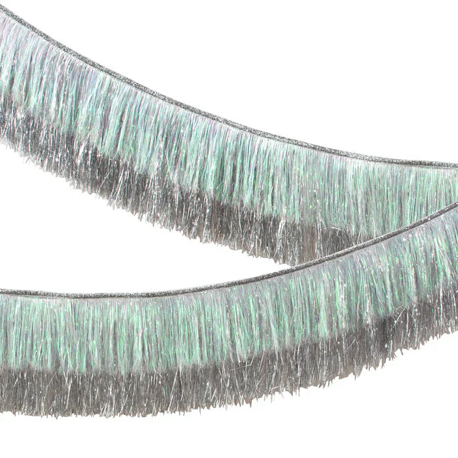 Silver Iridescent Tinsel Fringe Garland